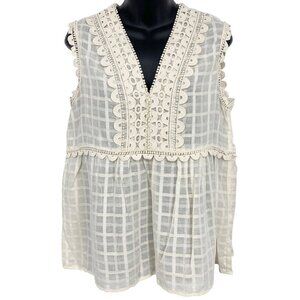 Max Studio Women Size Medium M Sleeveless Lace Trim Blouse Top V Neck NWT New